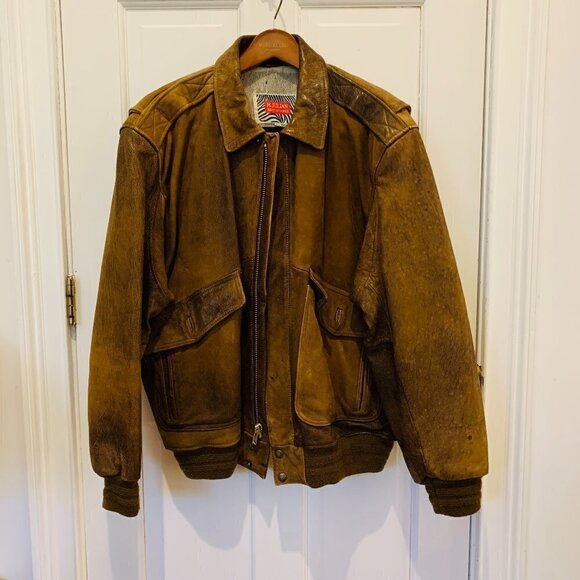 M Julian Other - M Julian Brown Leather Bomber Aviator Flight Jacket Vintage Size L/XL